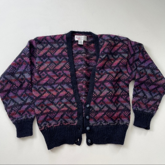 Vintage Cardigan Sweater Mohair Aztec Southwestern Patterned V Neck Button Up M - Picture 6 of 8